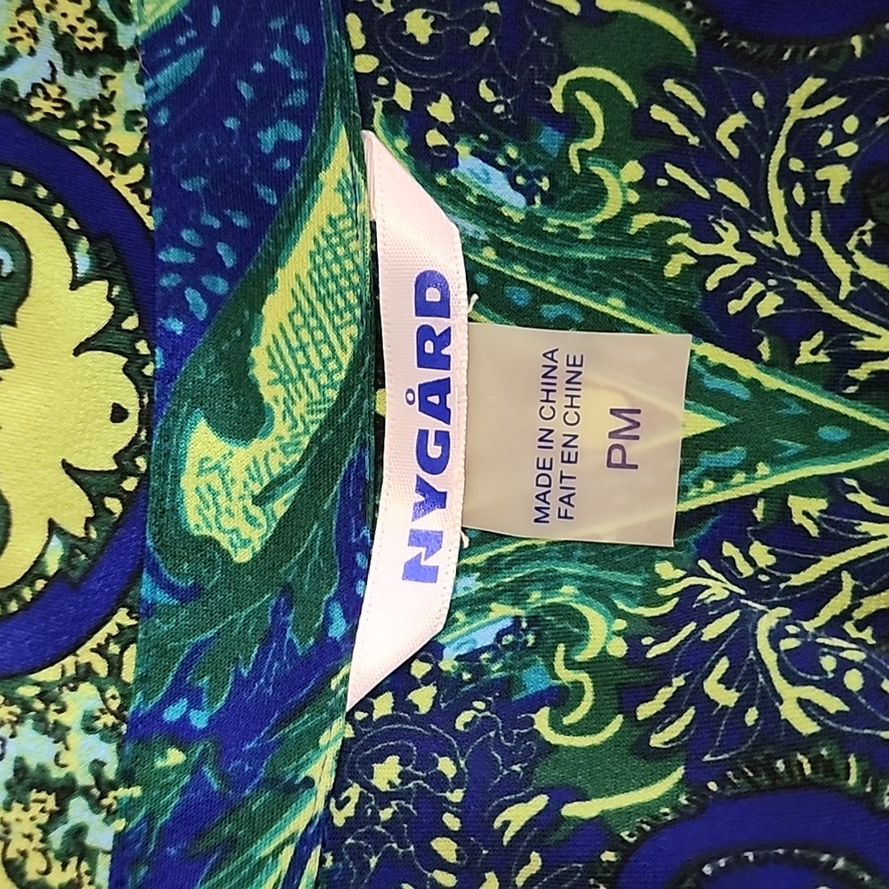 Nygard Shirt Paisley Abstract Button Down Tie Front Long Sleeve Blue Size PM - Picture 11 of 13